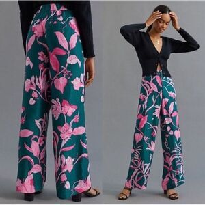 Anthropologie Pink and Green Floral Pantsuit